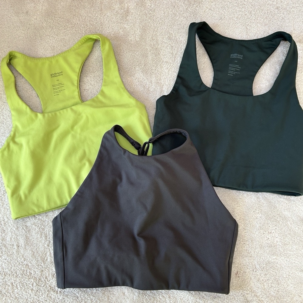 Two Girlfriend Collective Paloma Bra Top Size XS/S Racerback Sports Bra Lot Of 3